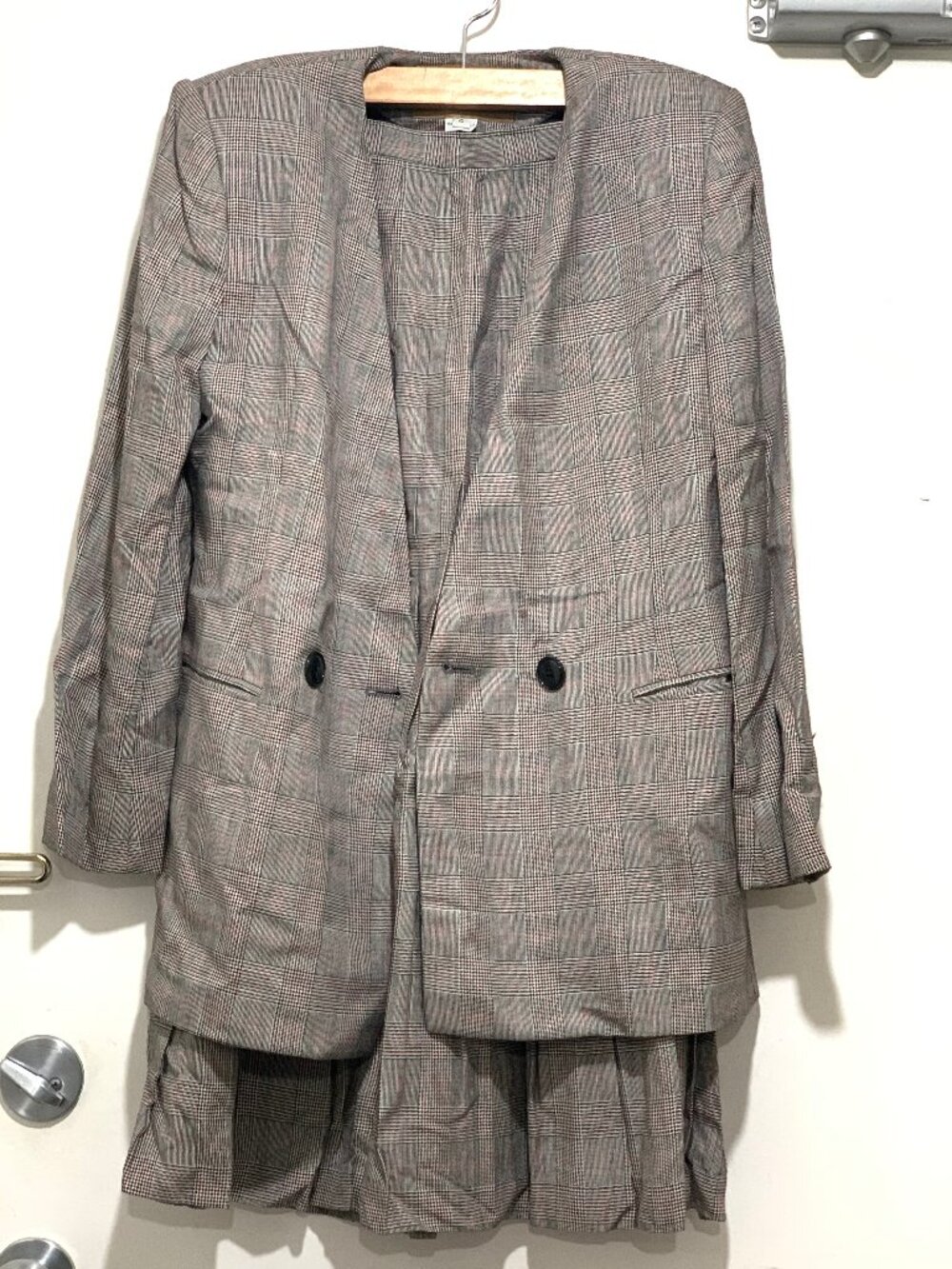 VINTAGE SAVILLE FORMAL PLAID MAXI SKIRT TALL BLAZER SETS SIZE 4